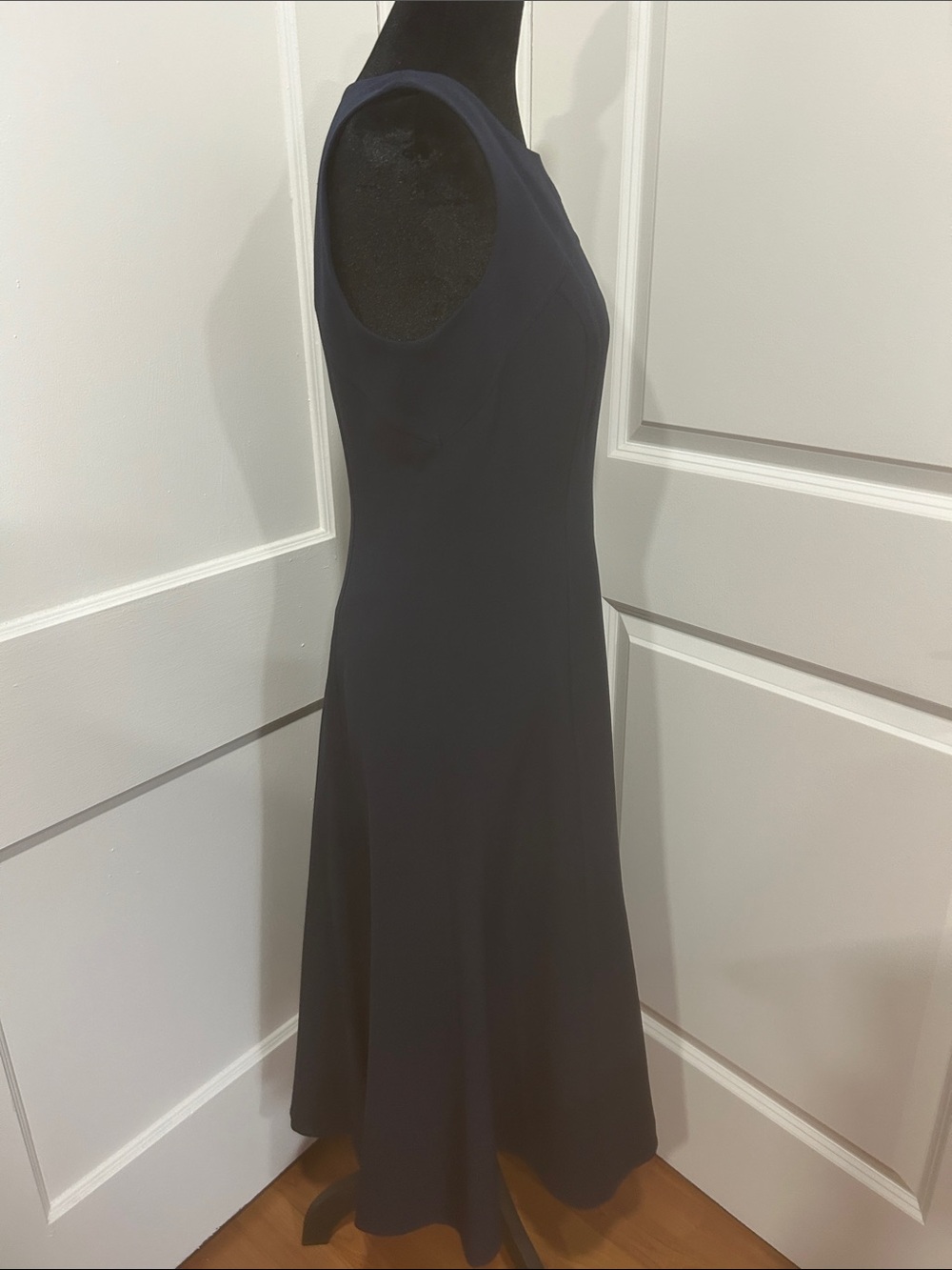Eliza J Navy Blue Fit & Flare Midi Dress 6 New Sleeveless Career Cocktail NEW - Picture 13 of 14